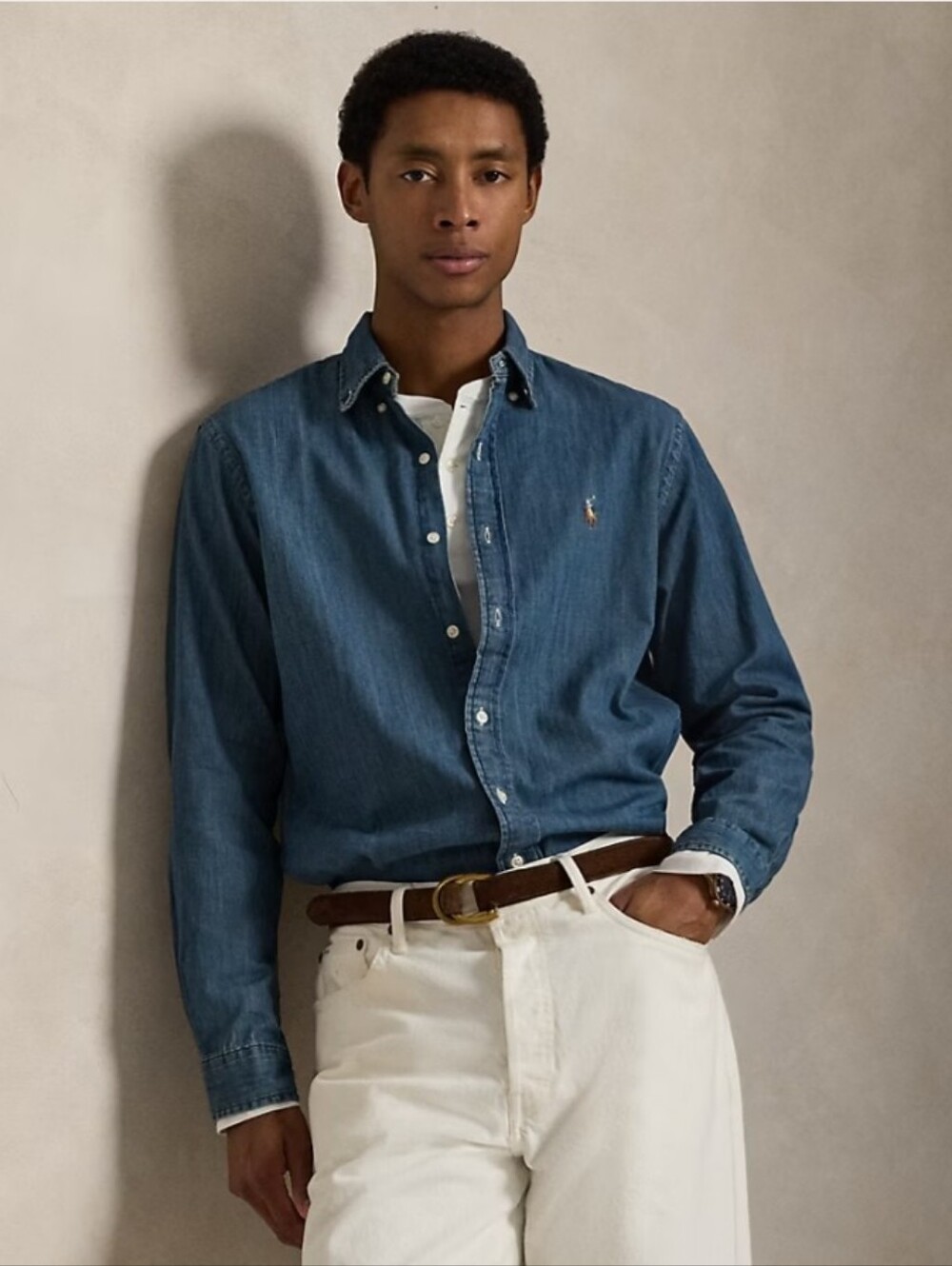 Classic Polo Ralph Lauren Men’s Denim/Chambray Button-down Shirt Size Medium